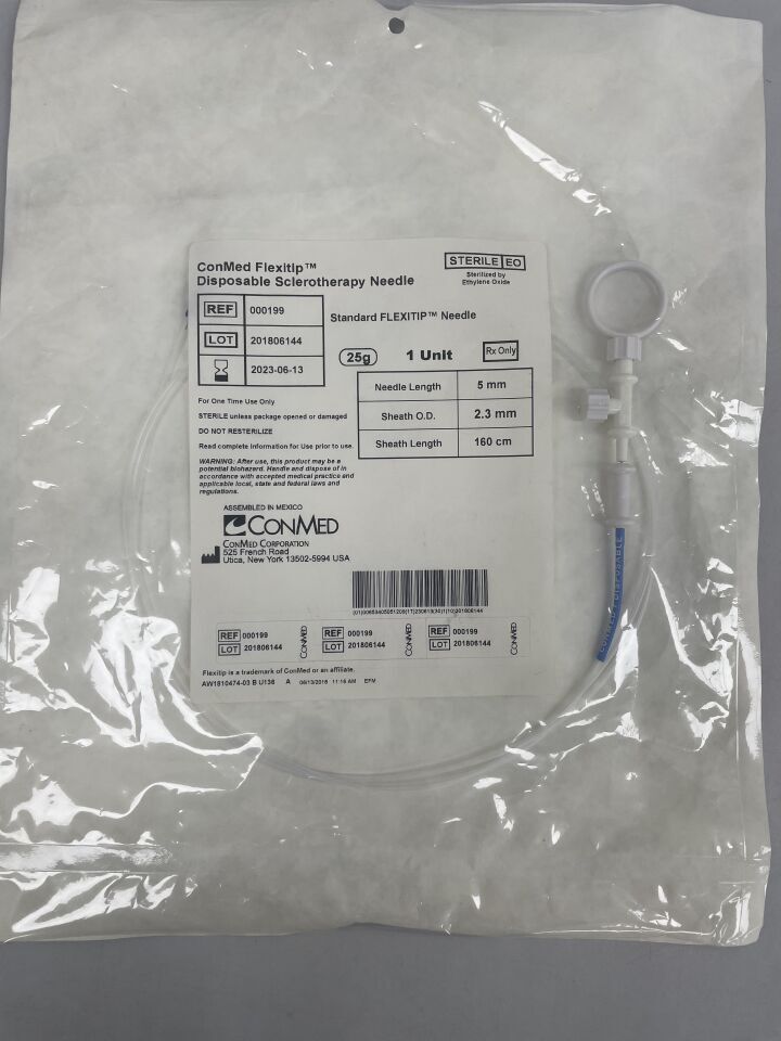 199 - CONMED - FLEXITIP SCLEROTHERAPY NEEDLE, 5mm length x 2.3mm sheath OD, 160cm Sheath length, (EA) - ( Expiry Date: 2027-04-21 )