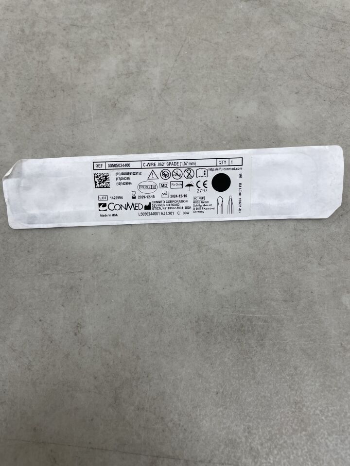 505024400 - CONMED - Double End Spade Tip Orthopedic C-Wire, 0.062 in. dia. x 1.57 mm, (EA) - ( Expiry Date: 2029-12-15 )