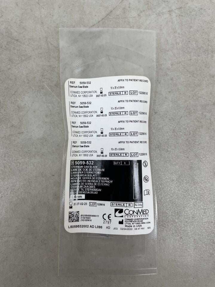 5059-532 - CONMED - Sternum Saw Sternotomy Blade, 35 L x 10 mm W, (EA) - ( Expiry Date: 2027-02-23 )