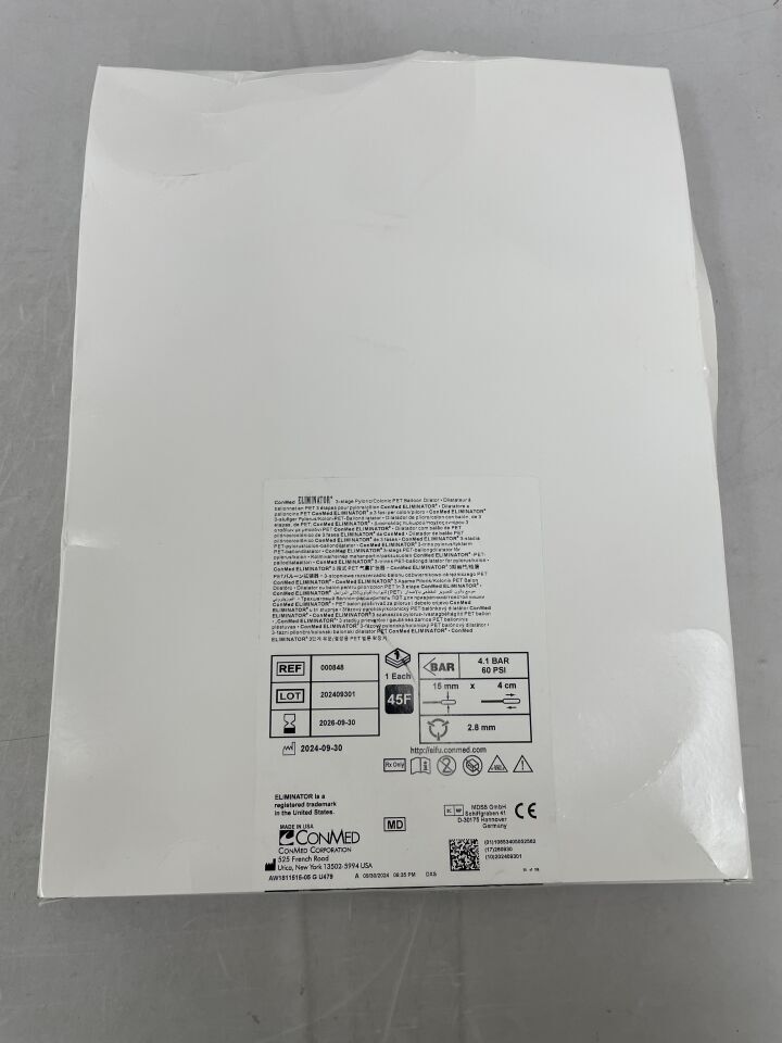 848 - CONMED - 3-Stage Pyloric/Colonic PET Balloon Dilator, 15mm/45Fr 4.1BAR 60 PSI, (BX/1) - ( Expiry Date: 2026-09-30 )