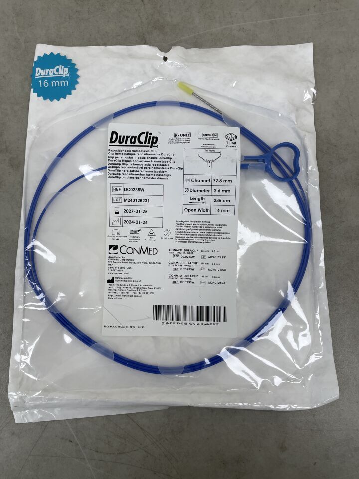 DC0235W - CONMED - Duraclip Repositionable Hemostasis Clip, 2.8 mm dia., 235 cm Length, (EA) - ( Expiry Date: 2027-01-25 )