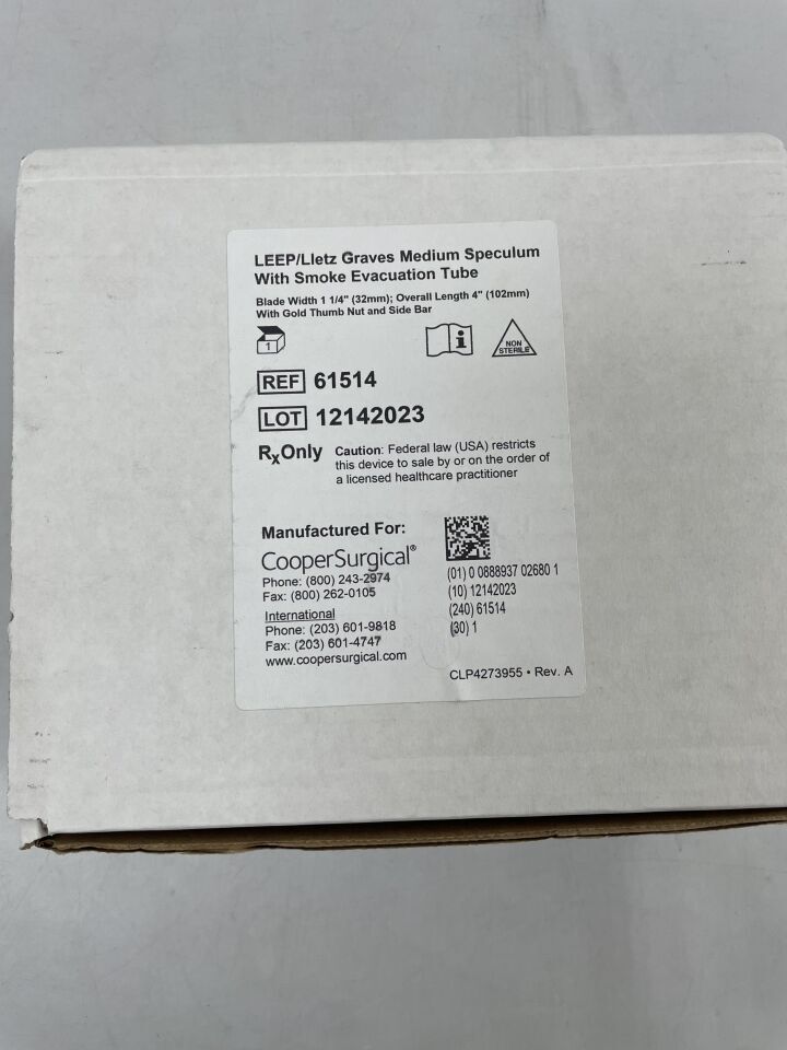 61514 - COOPER SURGICAL - LEEP medium speculum with smoke evacuation tube, (BX/1) - ( Expiry Date: 2099-12-31 )