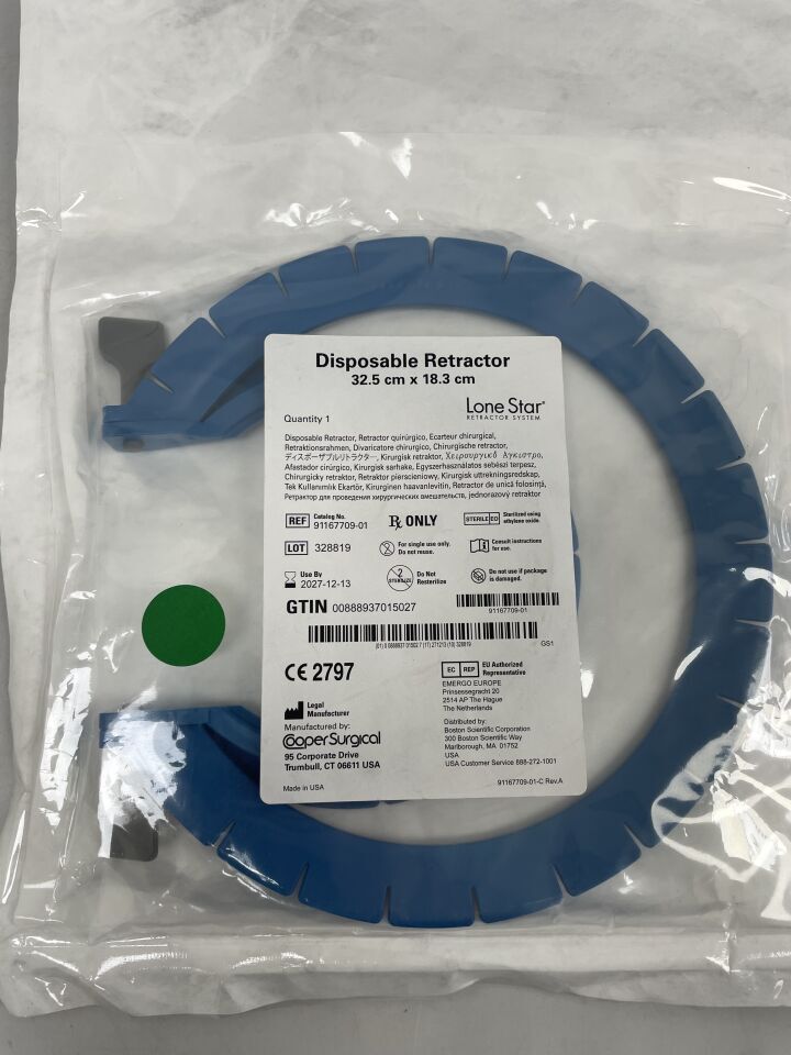 91167709-01 - COOPER SURGICAL - Retractor desechable 32,5 cm x 18,3 cm, () - (Fecha de caducidad: 2027-12-13)