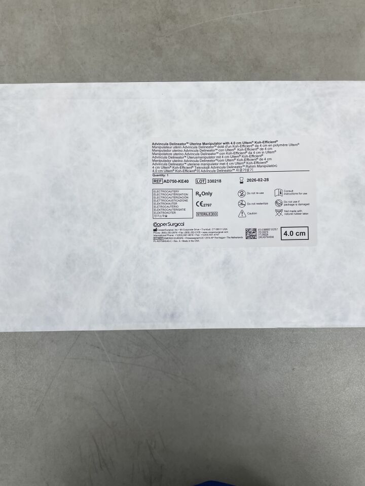 AD750-KE40 - COOPER SURGICAL - Manipulador uterino delineador de advíncula, 4 cm Ultem Koh Koh-Efficient, ( EA ) - ( Fecha de caducidad : 28/02/2026 )