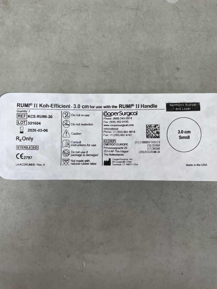 KCS-RUMI-30 - COOPER SURGICAL - Rumi II 不銹鋼蓋 Koh-Efficient 系統，3 公分尺寸，（EA）-（有效期至：2026-03-06）