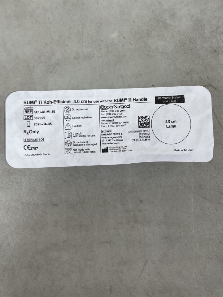 KCS-RUMI-40 - COOPER SURGICAL - 不銹鋼蓋 Rumi II/Koh-Efficient 適用於超音波刀/激光，4.0cm，（EA）-（有效期至：2026-04-05）