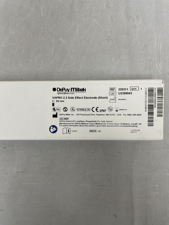 225211 - DEPUY - VAPR 副作用電極，短款，85mm，（BX/1）-（有效期至：2028-07-31）