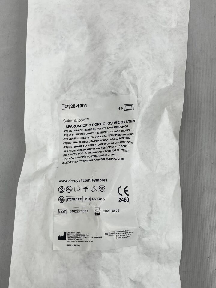 28-1001 - DEROYAL - sutureclose laparoscopic port closure system, (EA) - ( Expiry Date: 2028-02-26 )