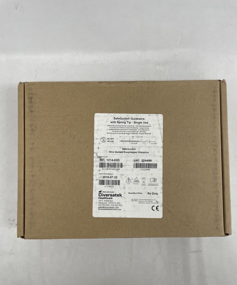 1214-02D - DIVERSATEK - SafeGude guidewire eosophageal dilator 15g x 3.5in (8.9cm) RW, (BX/6) - ( Expiry Date: 2099-12-31 )