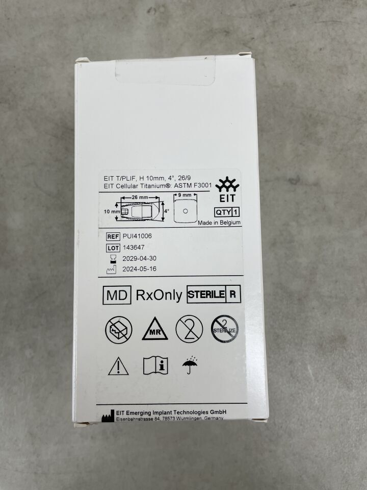 PUI41006 - EIT - Jaula EIT PLIF, altura: 9 mm, 8 grados, (caja/1) - (Fecha de caducidad: 30/04/2029)