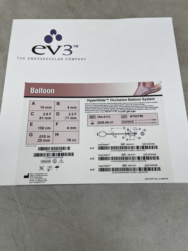 104-4113 - EV3 - HyperGlide 閉塞球囊系統 - 4mm x 10mm，（BX/1）-（有效期限至：2026-06-21）