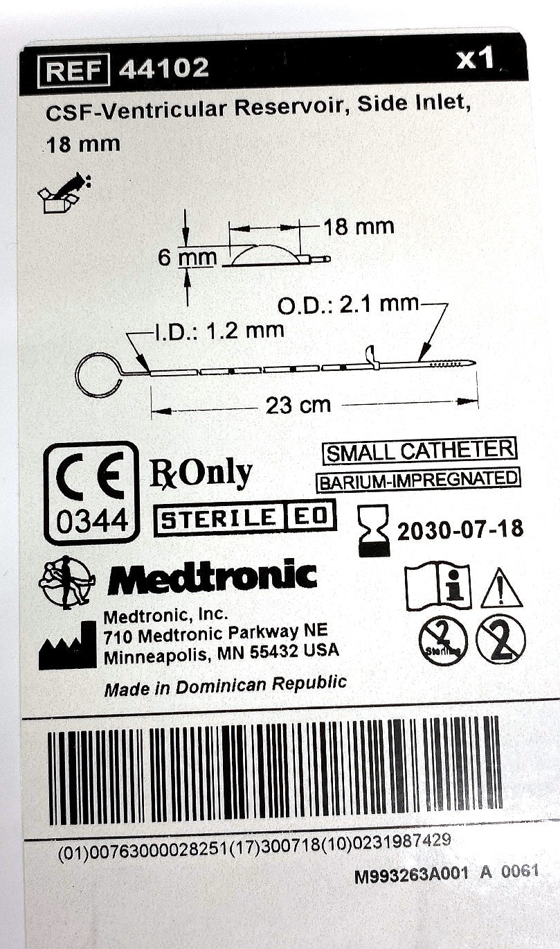 44102 - MEDTRONIC - RES 44102 VENT CATH 18MM SIDE IN IMP, (BX/1)