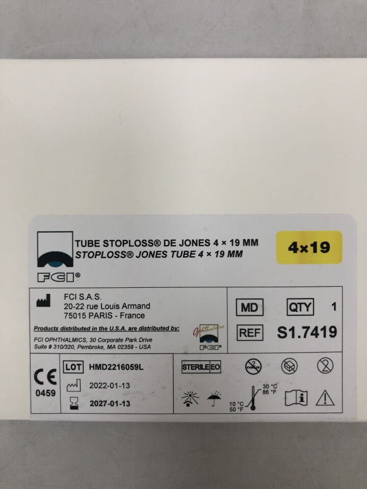 S1.7419 - FCI - Tube Stoploss De Jones，4 x 19mm，（BX/1）-（有效期限：2027-01-13）