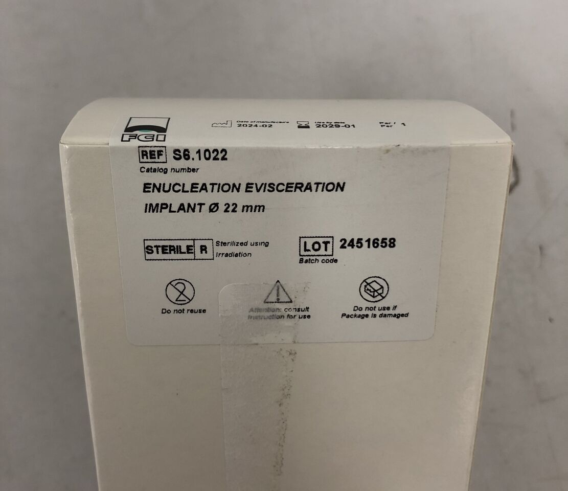 S6.1022 - FCI - Implante de enucleación y evisceración, 22 mm, (caja/1) - (Fecha de caducidad: 31/01/2029)