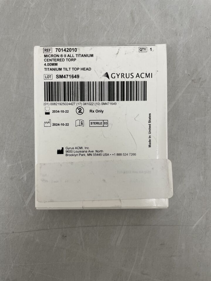 70142010 - GYRUS ACMI - Micron All Titanium Monolithic Centered TORP Prostheses, 4 mm , (BX/1) - ( Expiry Date: 2034-10-22 )