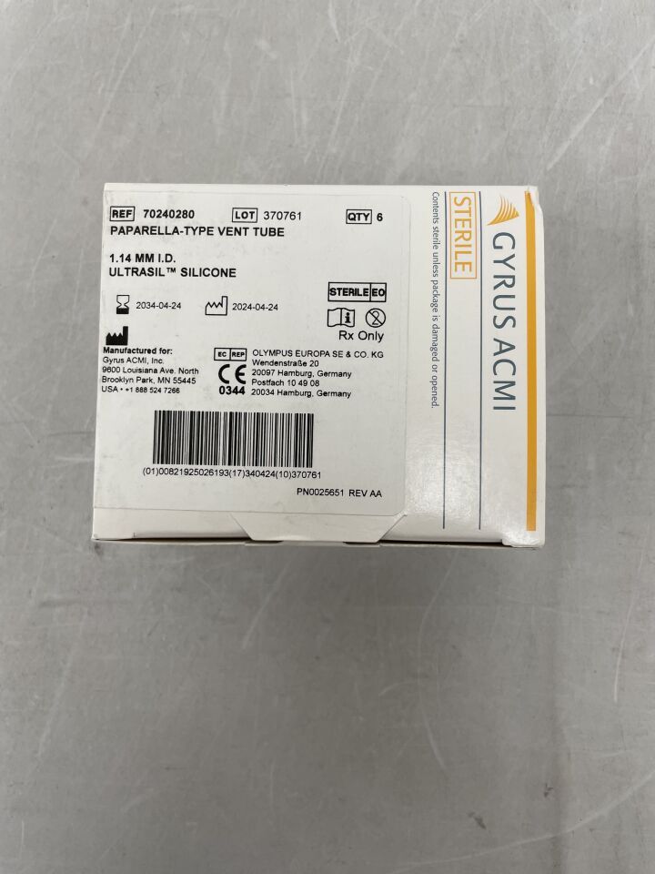 70240280 - GYRUS ACMI - paparella 型排氣管，（6 支裝）-（有效期限至：2034-04-24）