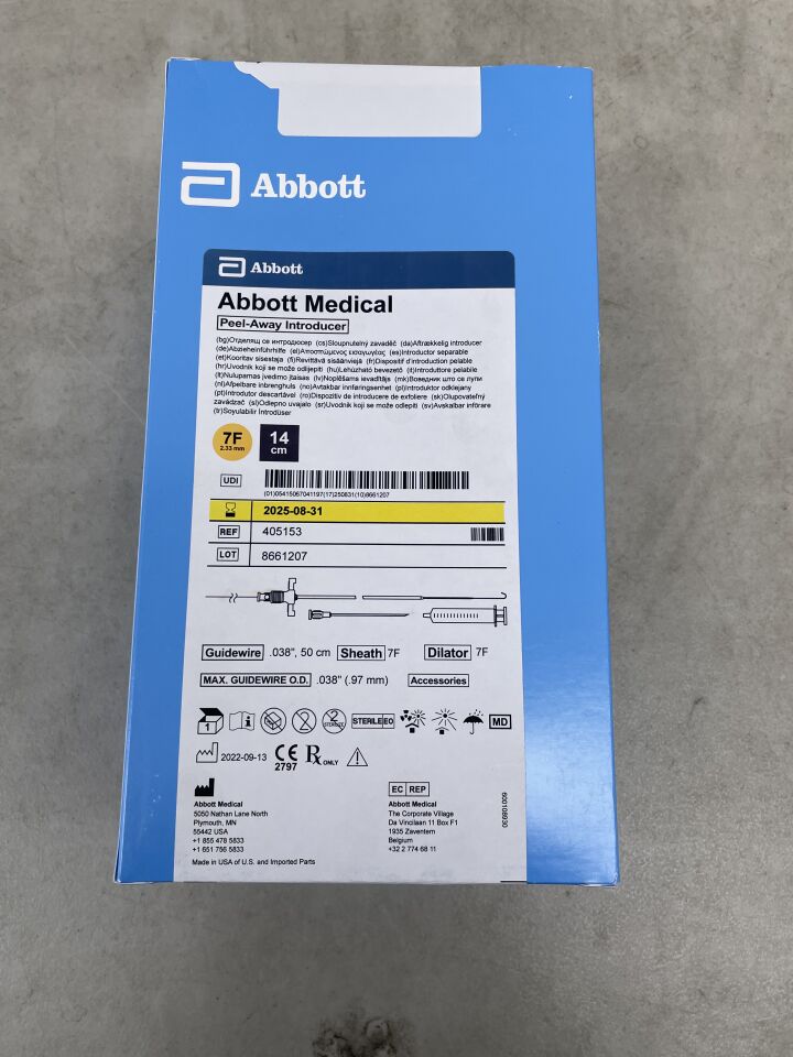 405153 - ABBOTT - Peel-Away Introducer - 7Fr x 14cm x .038", (BX/1) - ( Expiry Date: 2025-08-31 )