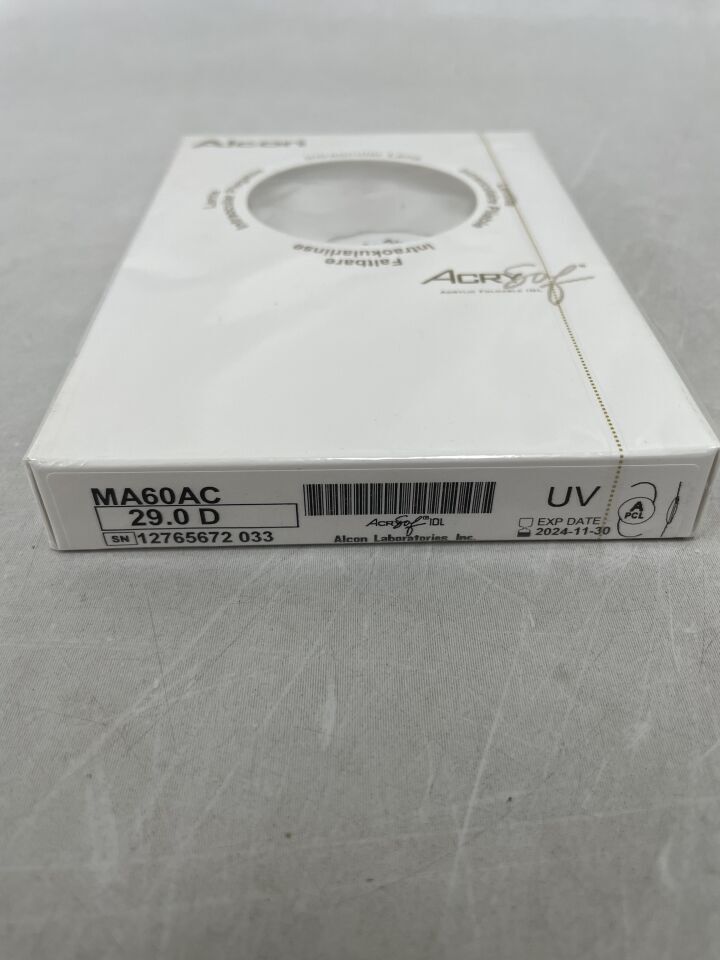 MA60AC.290 - ALCON - AcrySof Soft Acrylic Multipiece Intraocular Lens, 29.0D, (BX/1) - ( Expiry Date: 2024-08-31 )