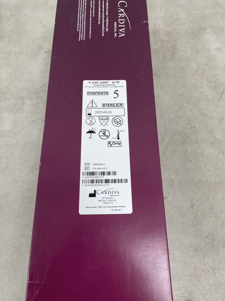700-580I-05U - CARDIVA - Vascade Vascular Closure System 6/7F, (BX/5) - ( Expiry Date: 2025-09-20 )