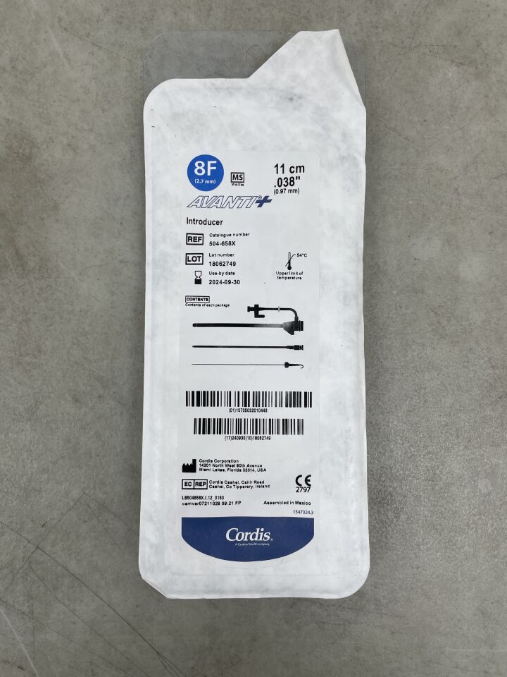 504-658X - CORDIS - Avanti+ MS Introducer w/Mini-Wire 8.5F x 11cm, 0.038", (EA) - ( Expiry Date: 2025-06-30 )