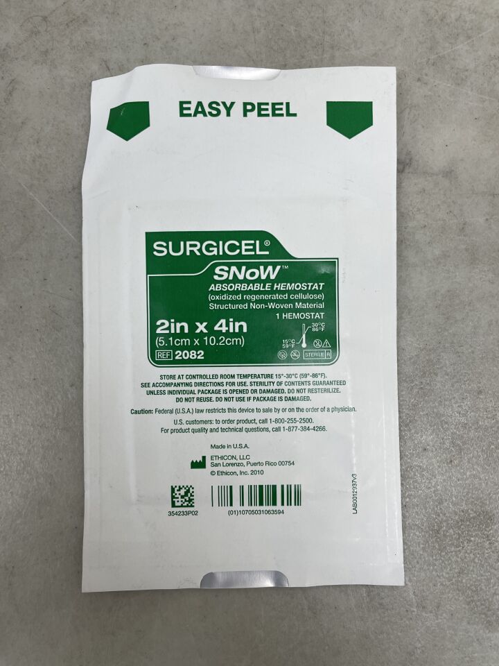 2082 - ETHICON - Surgicel Snow Absorbable Hemostat 2in x 4in, (EA) - ( Expiry Date: 2024-08-31 )