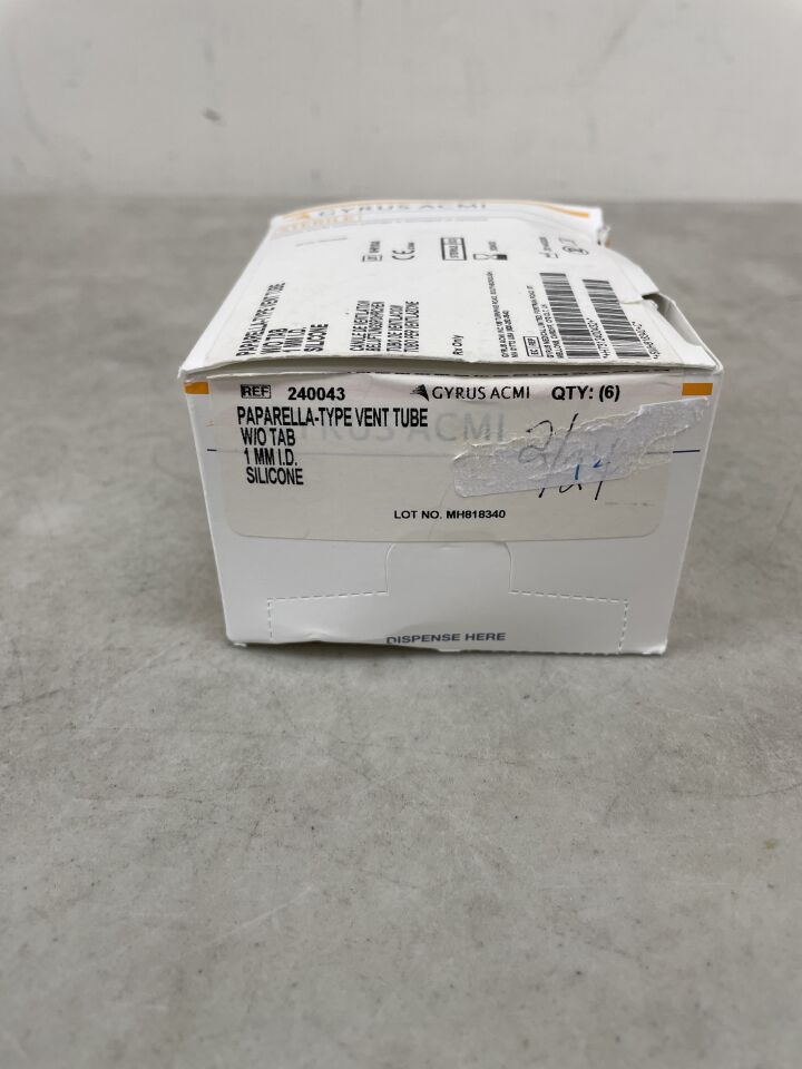 240043 - GYRUS ACMI - Paparella-Type Vent Tube, Silicone 1.02mm, (BX/6) - ( Expiry Date: 2025-09-26 )