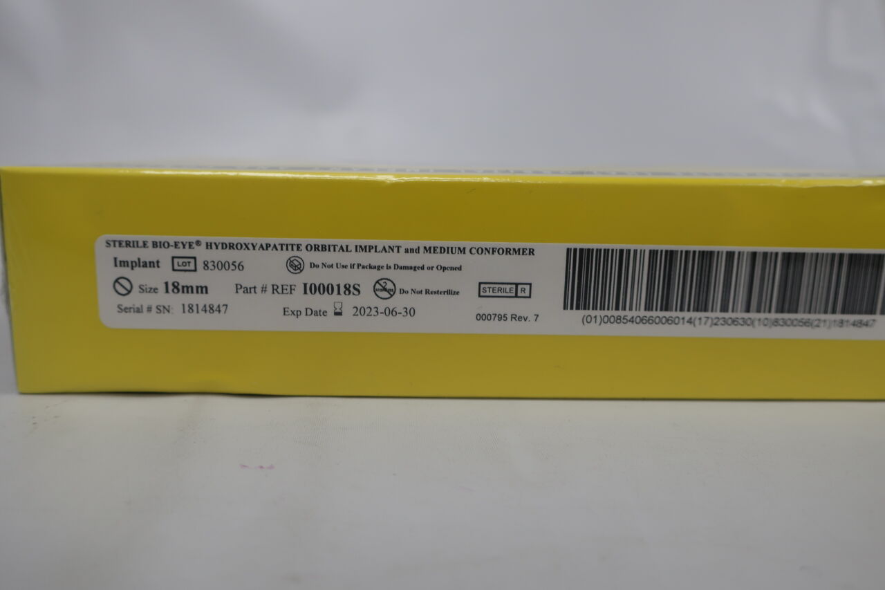I00018S - INTEGRATED ORBITAL IMPLANTS - IOI Bio-Eye Hydroxyapatite (HA) Orbital Implant & Conformer 18mm, (BX/1) - ( Expiry Date: 2025-01-31 )