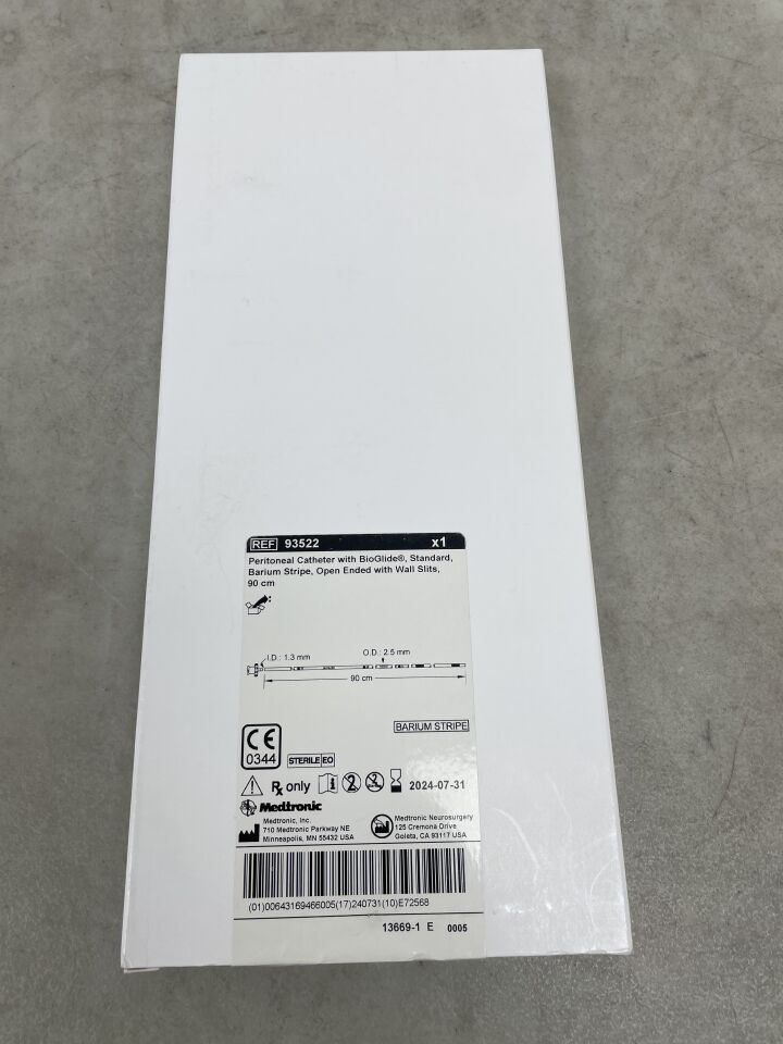 93522 - MEDTRONIC - Peritoneal Catheter with BioGlide, Standard, Barium Stripe, Open Ended Wall Slits, 90cm, (BX/1) - ( Expiry Date: 2024-07-31 )