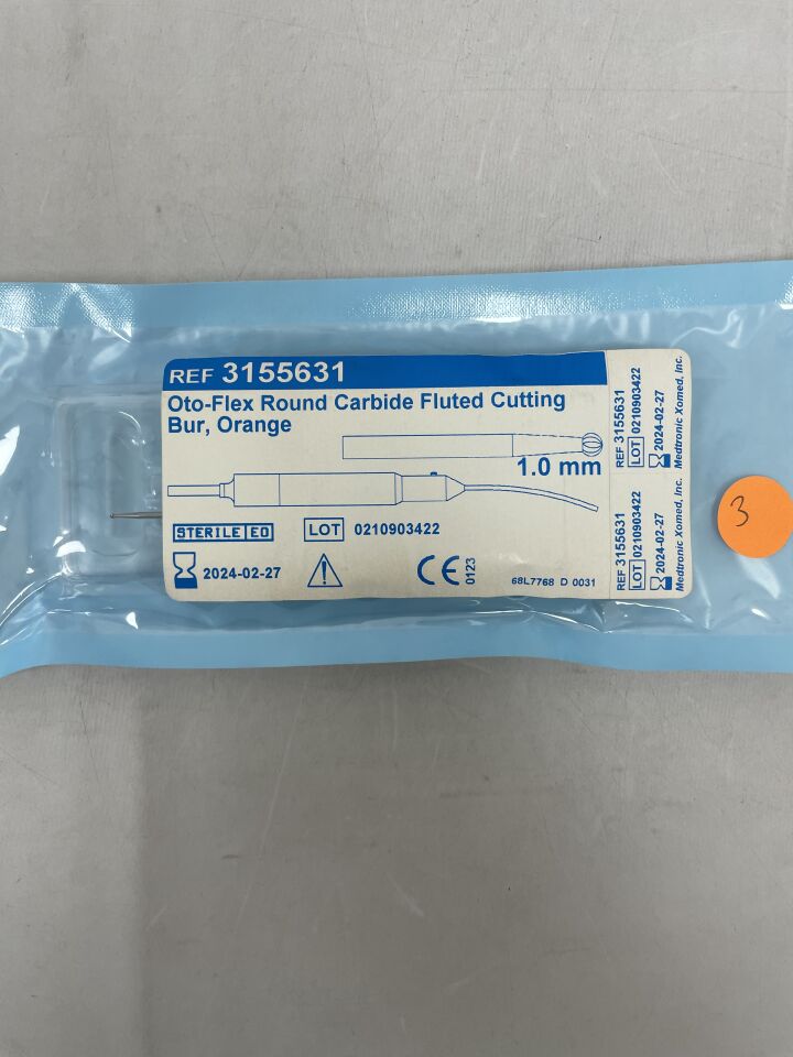 3155631 - MEDTRONIC - Oto-Flex Round Carbide Fluted Cutting Bur, Orange 1.0 mm, (EA) - ( Expiry Date: 2025-10-17 )