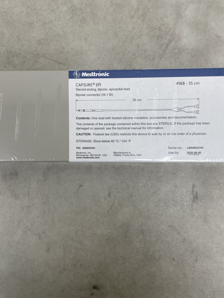 4968-35 - MEDTRONIC - CapSure EPI: Steroid Eluting Unipolar Epicardial Lead, 35cm, (BX/1) - ( Expiry Date: 2025-08-30 )