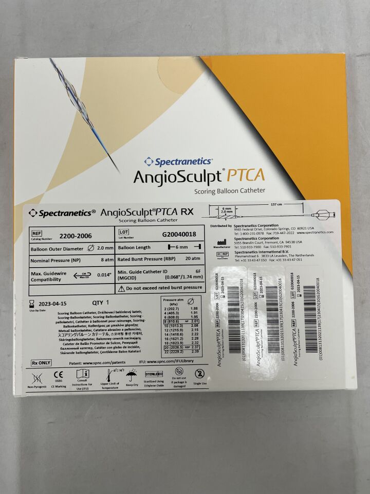 2200-2006 - SPECTRANETICS - AngioSculpt RX PTCA Scoring Balloon Catheter - 2.0mm x 6mm x 137cm, (BX/1) - ( Expiry Date: 2019-07-25 )