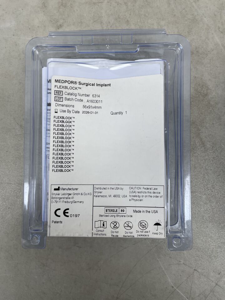 6314 - STRYKER - Medpor Flexblock 56mm x 91mm x 4mm, (EA) - ( Expiry Date: 2026-01-31 )