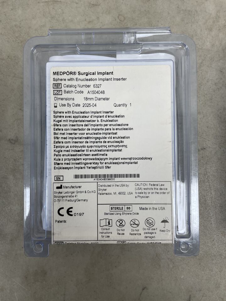 6327 - STRYKER - Medpor Surgical Implant Sphere, 18mm, (EA) - ( Expiry Date: 2025-04-15 )