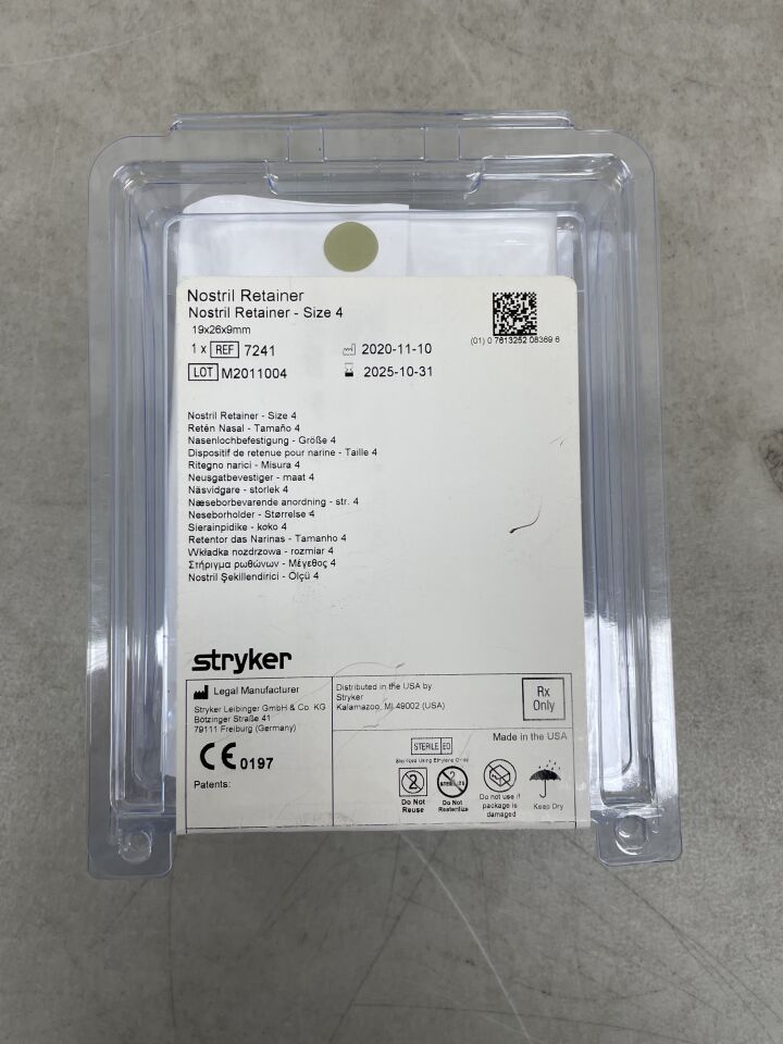 7241 - STRYKER - Nostril Retainer, Symmetric Straight Wings, 19mm x 26mm x 9mm, Size 4, (EA) - ( Expiry Date: 2025-10-31 )