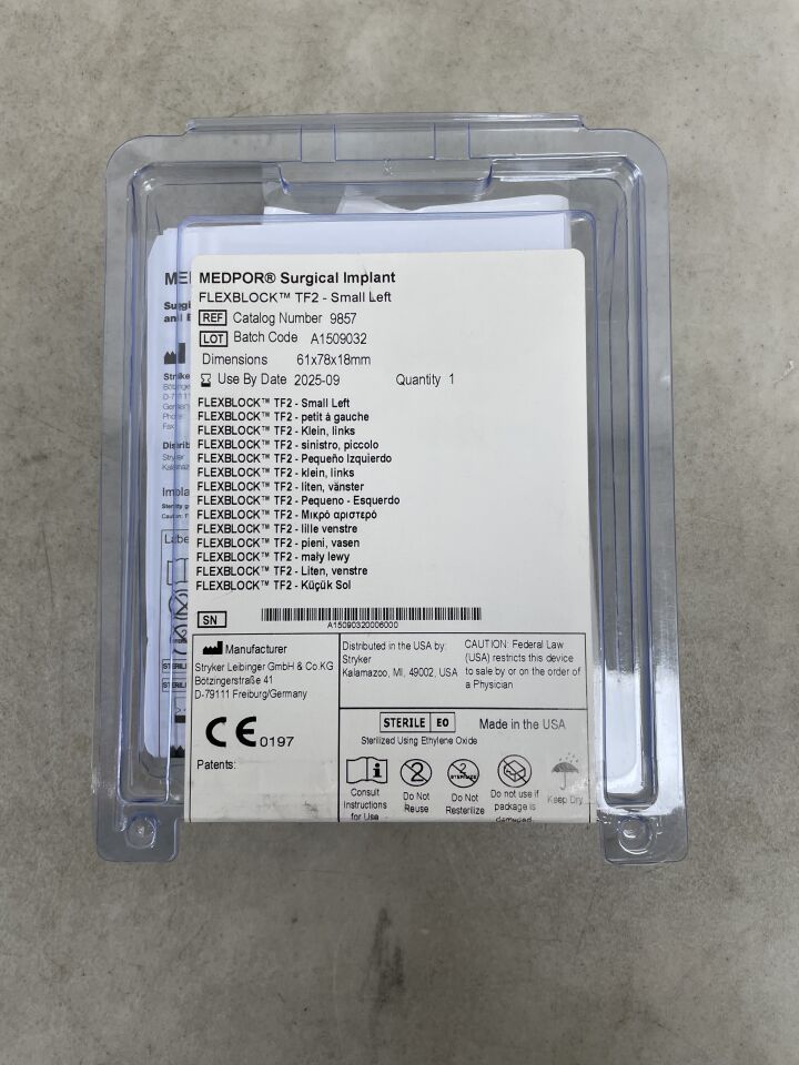 9857 - STRYKER - Medpor Flexblock TF2 Small Left, 61 x 78 x 18mm, (EA) - ( Expiry Date: 2025-09-30 )