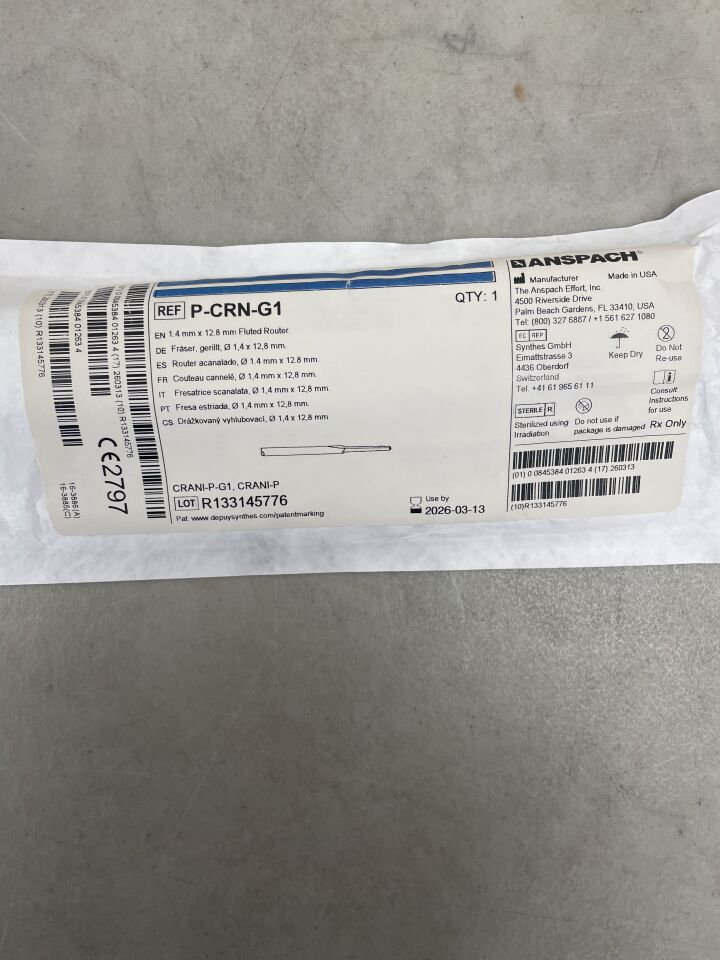 P-CRN-G1 - ANSPACH - Fresa de corte acanalada, 1,4 de diámetro x 12,8 mm de longitud, (unidad) - (Fecha de caducidad: 13/03/2026)