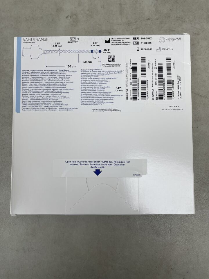 601-251X - CERENOVUS - catéter de infusión de tránsito rápido, ( BX/1 ) - ( Fecha de caducidad : 2026-06-30 )