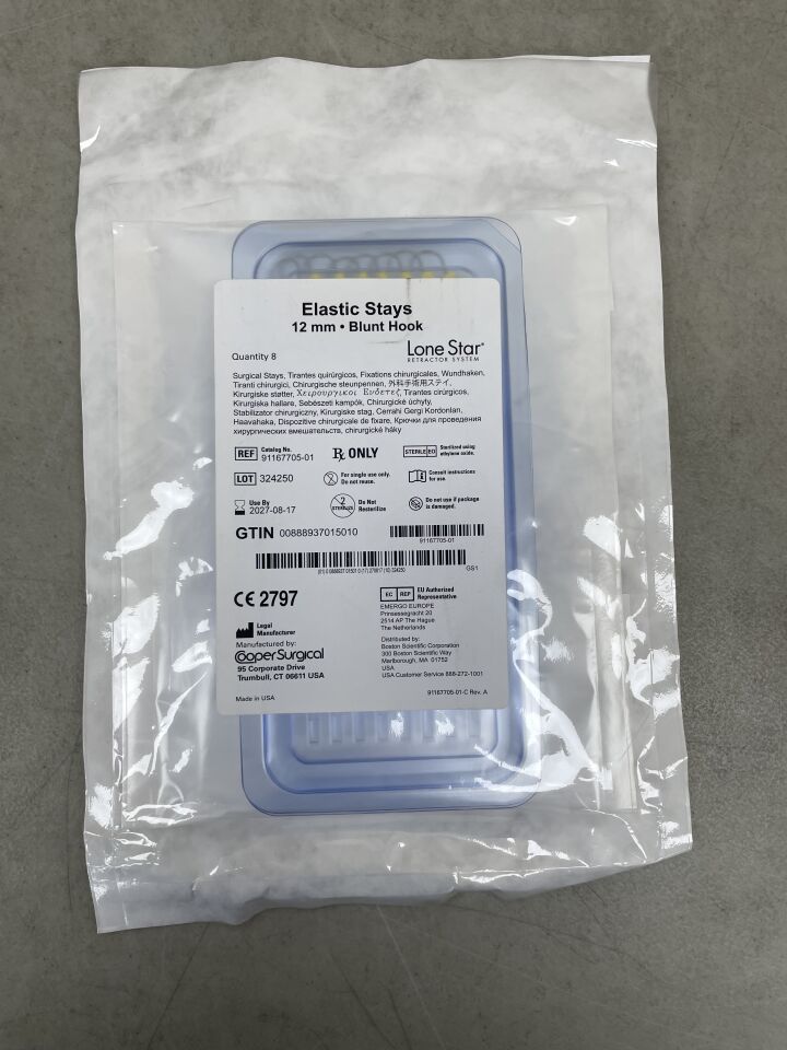 91167705-01 - COOPER SURGICAL - Varillas elásticas Lone Star de 12 mm; gancho romo (unidades) - (Fecha de caducidad: 17/08/2027)