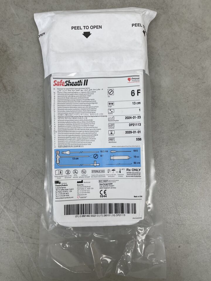 SS6 - OSCOR - SAFESHEATH II 止血撕脫式導入系統 6F 13cm，（EA）-（有效期至：2029-01-01）