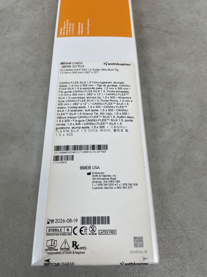 14859  -  SMITH & NEPHEW  -  Cannu-Flex Screw Guide Wire, 1.5 mm Size, 12 in. Length , ( BX/1 )  -  ( Expiry Date : 2026-08-19 )