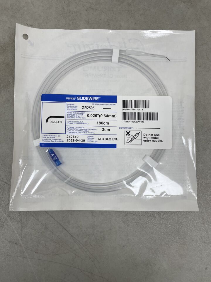 GR2505 - TERUMO - Radifocus Glidewire - 斜角 - .025" x 180cm x 3cm，（EA）-（有效期限至：2026-04-30）