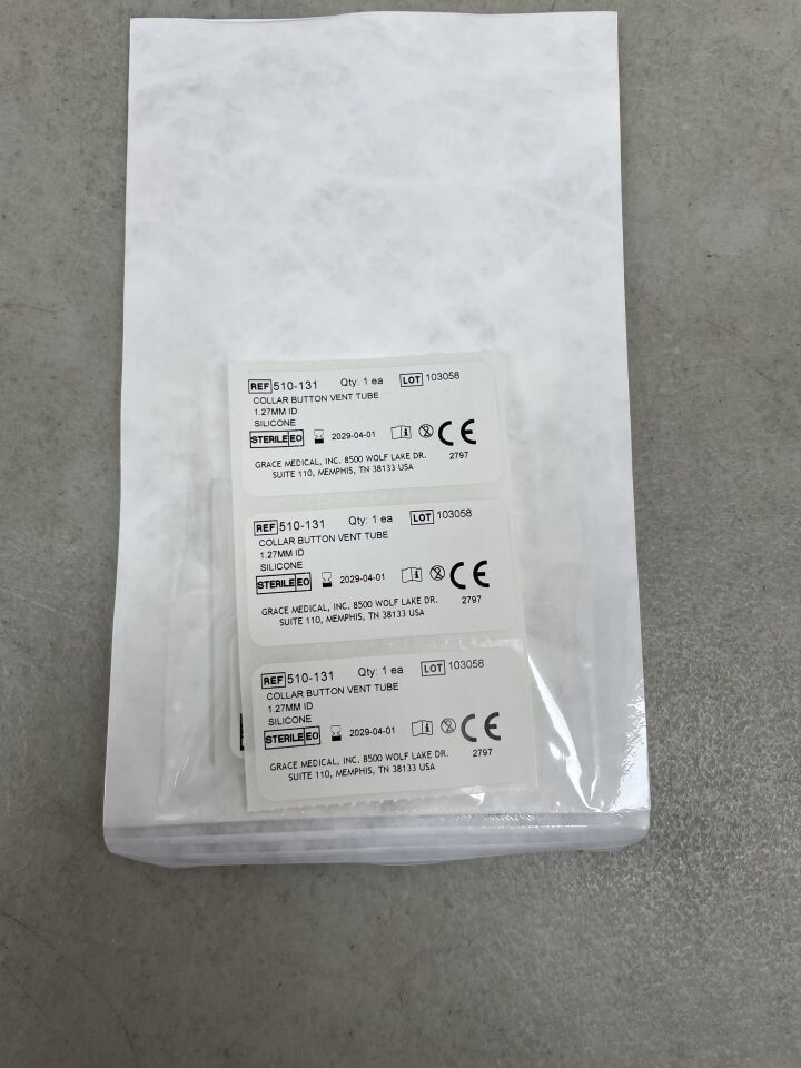 510-131 - GRACE MEDICAL - collar button vent tube 1.27mm , (EA) - ( Expiry Date: 2029-04-01 )