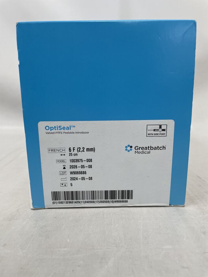 1003975-008 - GREATBATCH - OptiSeal Valved PTFE Peelable Introducer 6F x 25cm, (BX/5) - ( Expiry Date: 2026-05-08 )