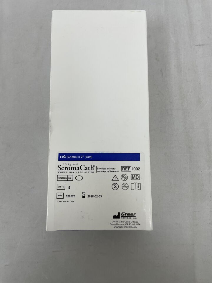 1002 - GREER MEDICAL - Original SeromaCath Wound Drainage System 14G (2,1mm) x 2" (5cm), (BX/5) - ( Expiry Date: 2028-02-03 )