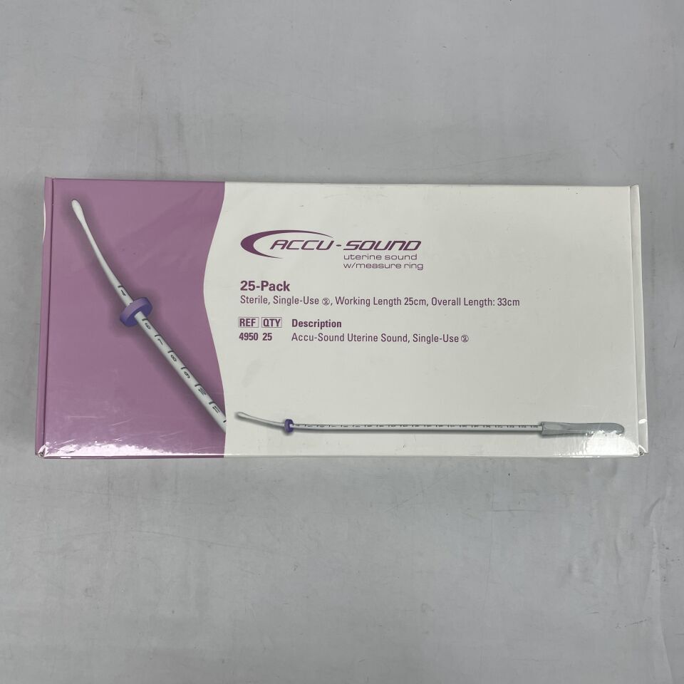 4950 - GYNEX - Sonda uterina Accu-Sound, longitud útil de 25 cm, longitud total de 33 cm, (BX/25) - (Fecha de caducidad: 19/09/2026)