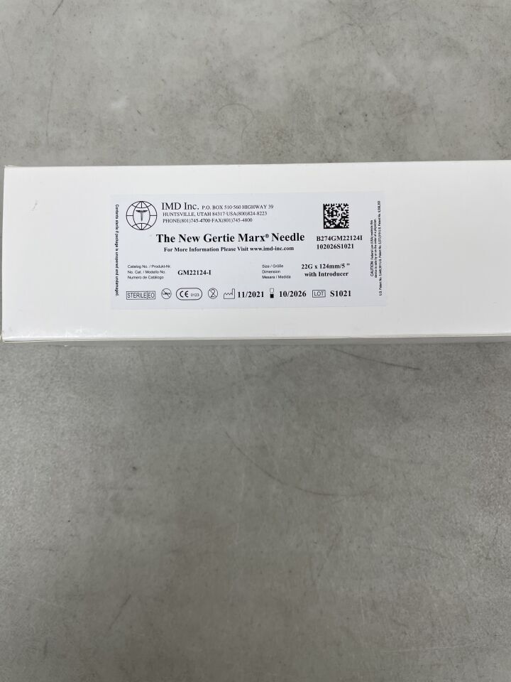 GM22124-I - IMD - 非侵入性 Gertie Marx 薄壁針帶導入器 22G x 124mm/5" , ( BX/10 ) - ( 有效期限：2026-10-01 )