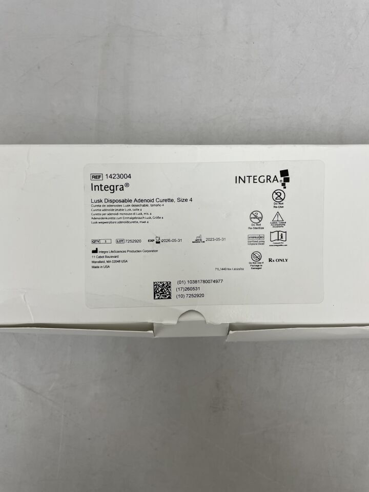 1423004 - INTEGRA - Cureta adenoidea desechable Lusk, tamaño 4, (caja de 5) - (Fecha de caducidad: 31/05/2026)