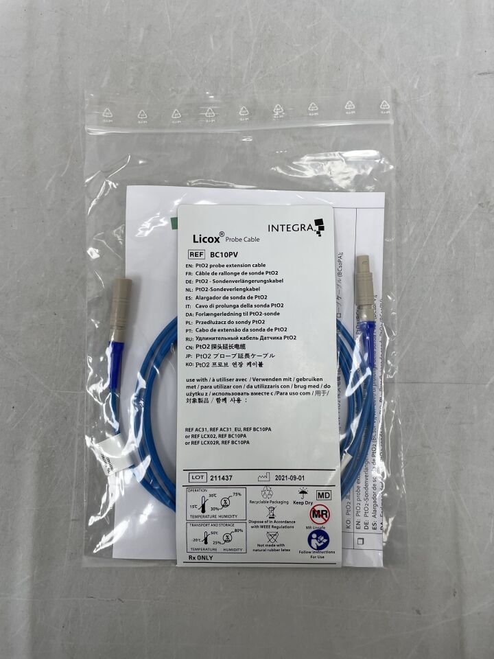 BC10PV - INTEGRA - Cable de extensión para sonda PtO2 Licox (azul), (unidad) - (Fecha de vencimiento: 31/12/2099)