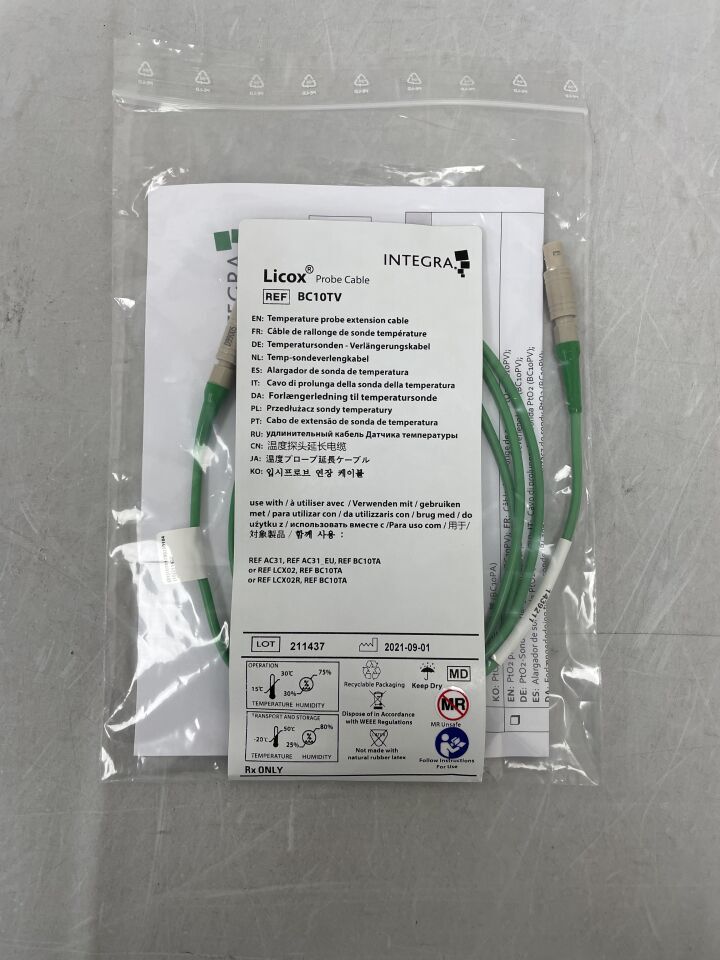 BC10TV - INTEGRA - Cable de extensión para sonda de temperatura Licox (verde), (unidad) - (Fecha de vencimiento: 31/12/2099)
