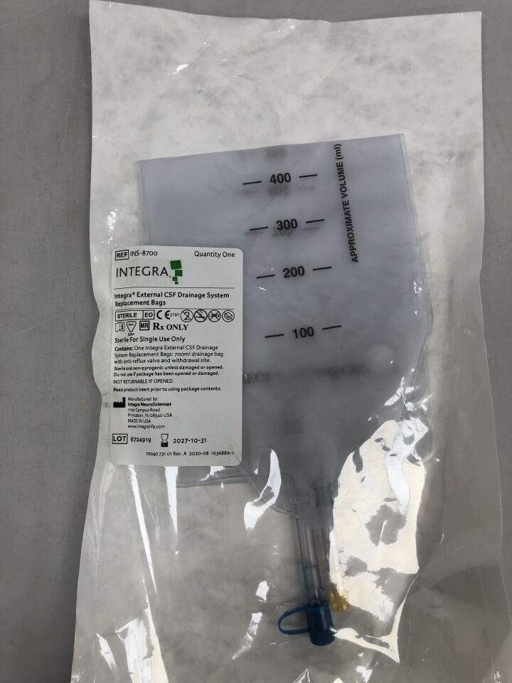 INS-8700 - INTEGRA - External Cerebrospinal Fluid Drainage System Replacement Bags, (EA) - ( Expiry Date: 2027-10-31 )